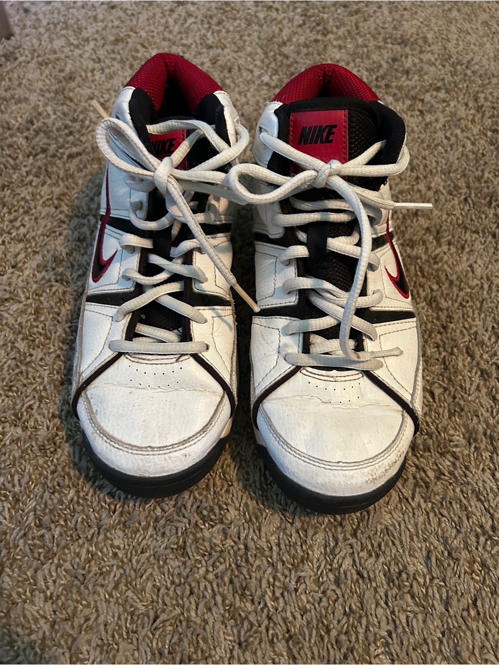 Nike Kids White, Black and Red High-Top Sneakers